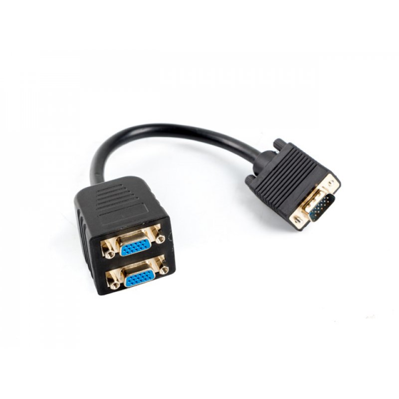 Cable Adaptateur Lanberg VGA mâle (D-sub DE-15) vers 2x VGA femelle (D-sub DE-15) 20cm (Noir)