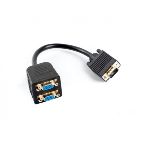 Cable Adaptateur Lanberg VGA mâle (D-sub DE-15) vers 2x VGA femelle (D-sub DE-15) 20cm (Noir)