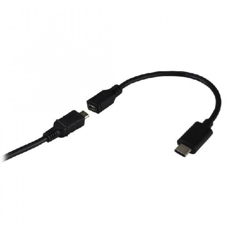 Cable adaptateur USB-C MCL Samar vers Micro USB 2.0 MF 15cm (Noir)