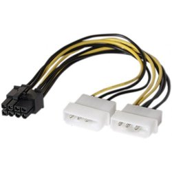 Cable rallonge d'alimentation 2x Molex vers PCI-E 8 pin 15 cm