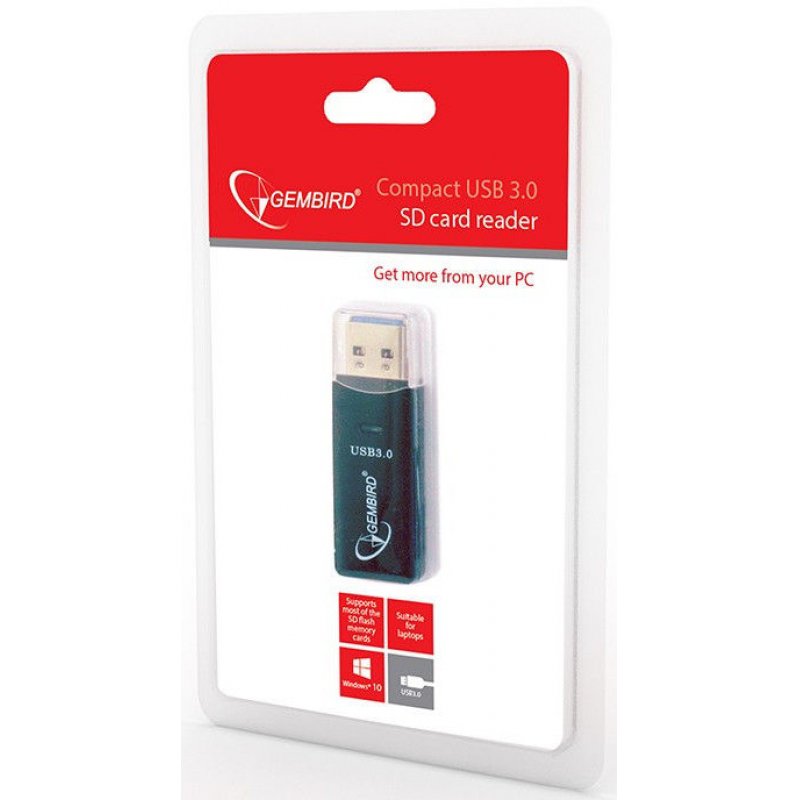 Lecteur de Cartes externe Gembird compatible USB 3.0 (Noir)