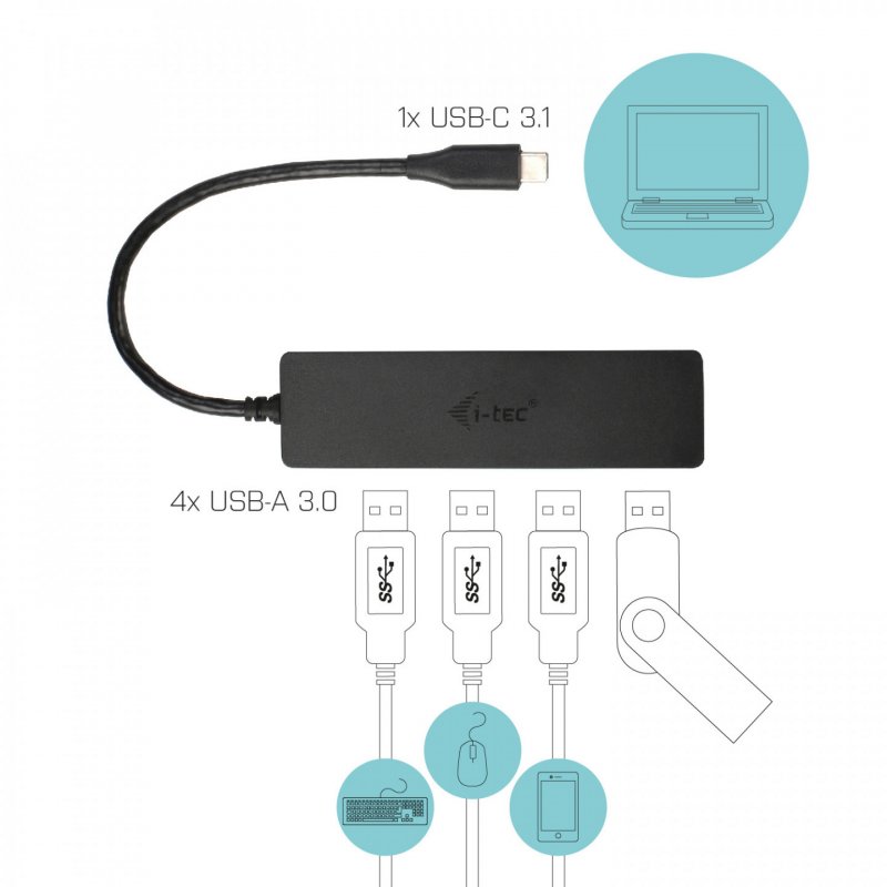 USB-C Slim Passive Hub 4 Ports