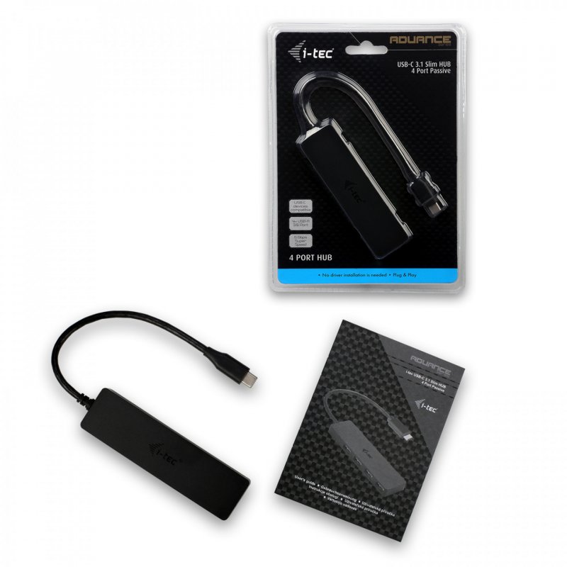 I-TEC USB-C SLIM PASSIVE HUB 4P NO PS WIN AND MAC OS BLACK