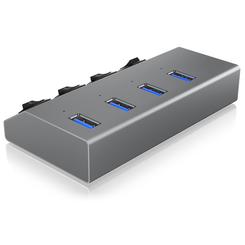 USB 3.0 , 4x USB Type-A Anschlüsse, An-/Ausschalter pour jeden Port ICY BOX
