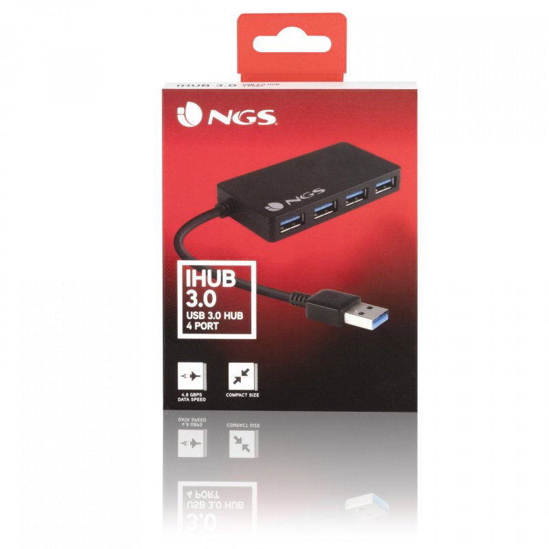 NGS iHub 3.0 USB 3.2 Gen 1 (3.1 Gen 1) Type-A 5000 Mbit/s Noir
