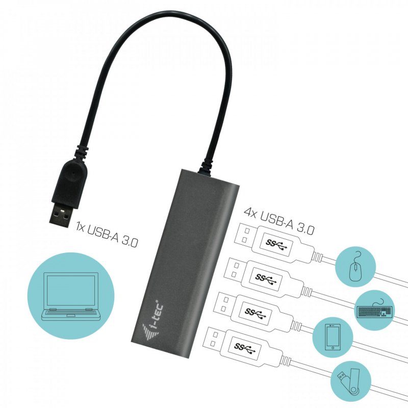 I-TEC METAL CHARGING HUB 4 PORT USB 3.0 EXT PS 4XUSB CHARGING