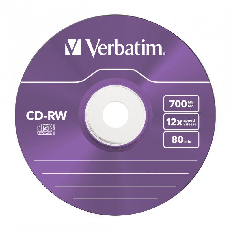 Verbatim CD-RW Colour 12x 700 Mo 5 pièce(s)