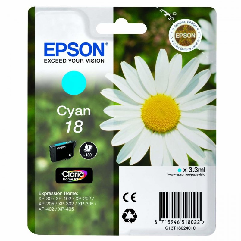 Cartouche d'encre Epson compatible Paquerette 18 (Cyan)