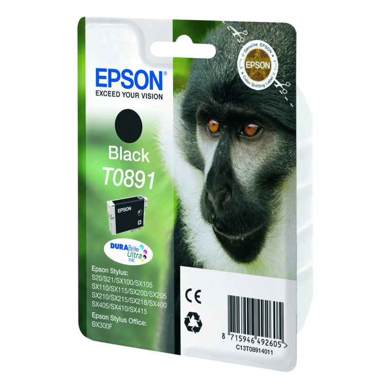 Cartouche d'encre Epson compatible Singe T0891 (Noir)