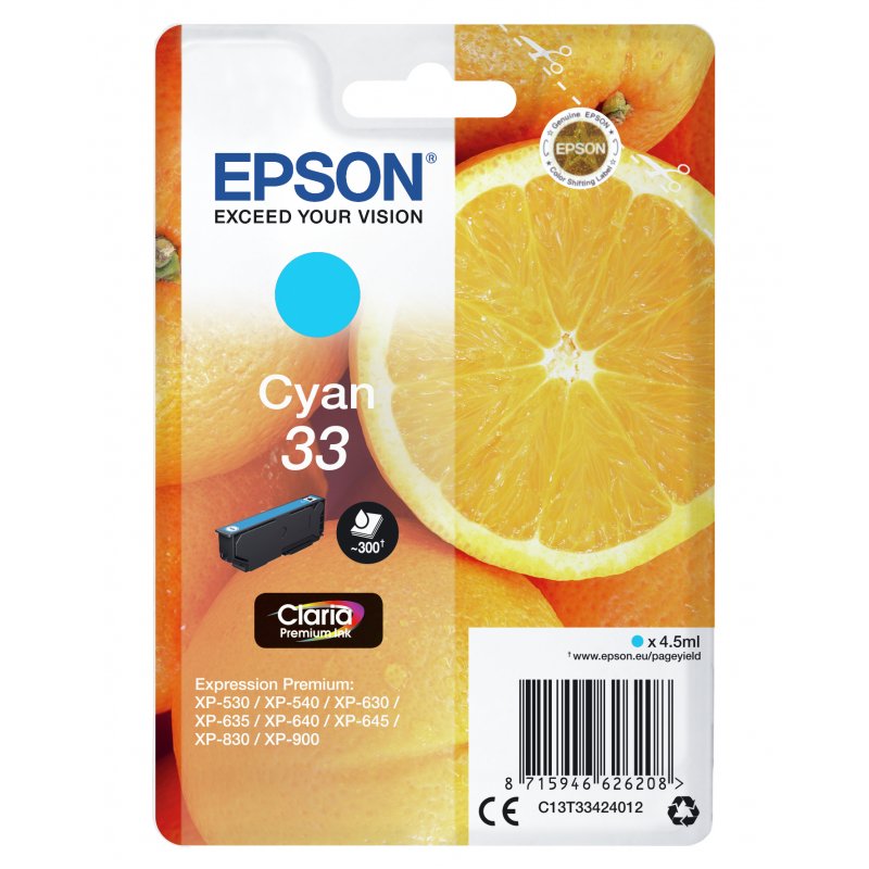 Cartouche d'encre Epson compatible Orange T33 (Cyan)
