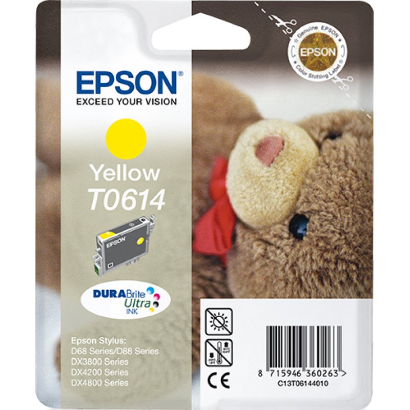 Epson Teddybear Singlepack Yellow T0614 DURABrite Ultra Ink