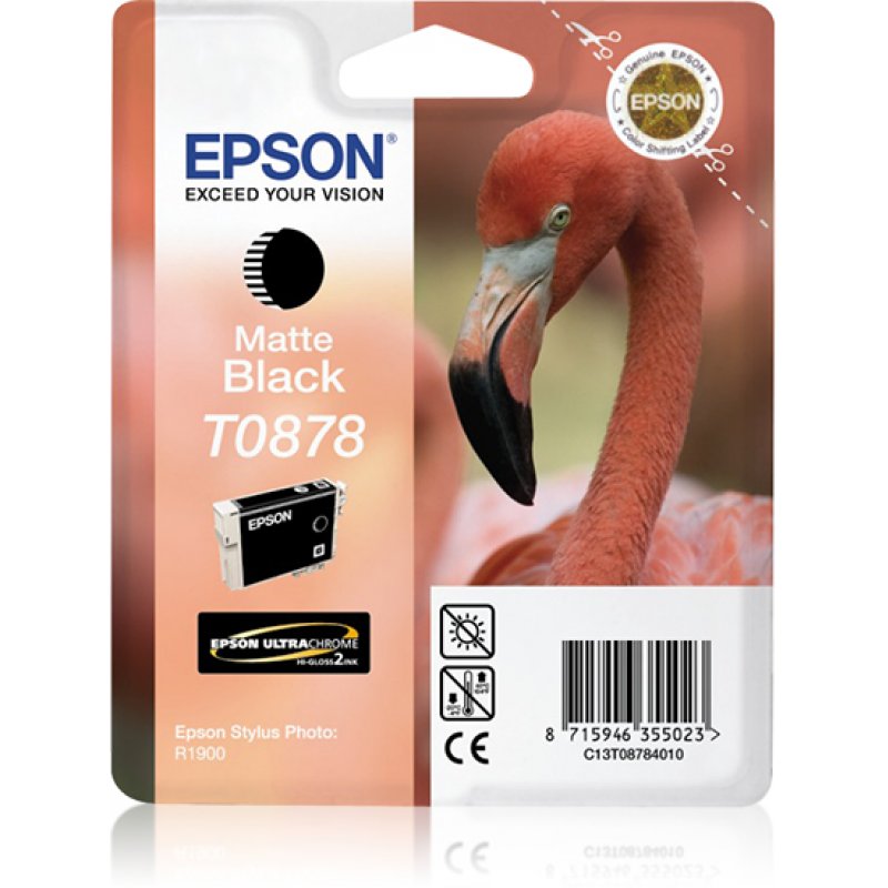 Cartouche d'encre Epson compatible Flamand Rose T0878 (Noir Mat)