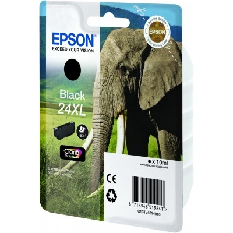 Epson Elephant Singlepack Black 24XL Claria Photo HD Ink