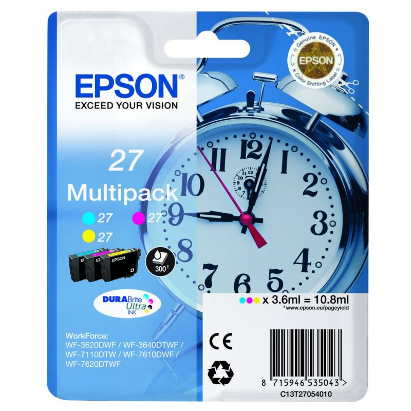 Cartouche d'encre Epson compatible Reveil 27 Pack (3 Couleurs)