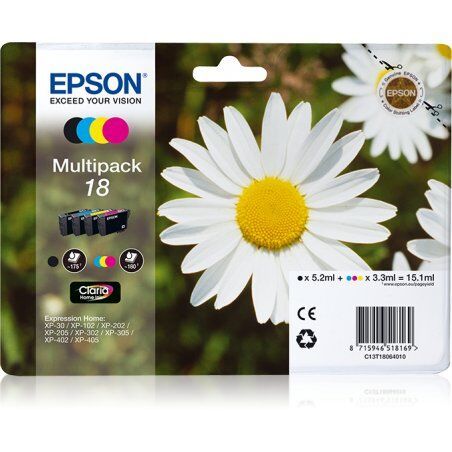 Pack 4 cartouches d'encre Epson compatible Paquerette 18 Standard
