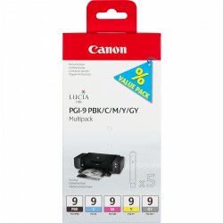 Pack 5 cartouches d'encre Canon PGI-9 (Couleurs + Noir + Gris)