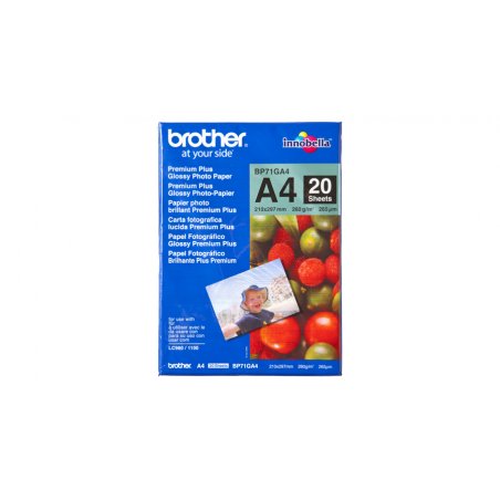 Papier Photo Brother compatible Brillant Premium Plus 260g/m² - 20 feuilles A4