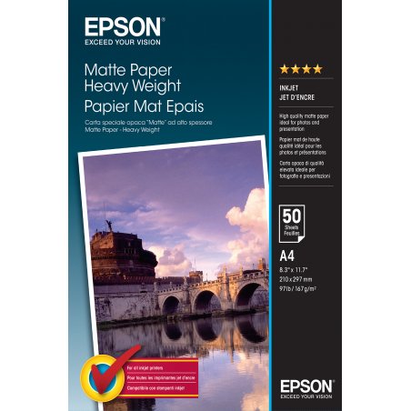 Papier Mat épais Epson compatible 167g/m² - 50 feuilles A4