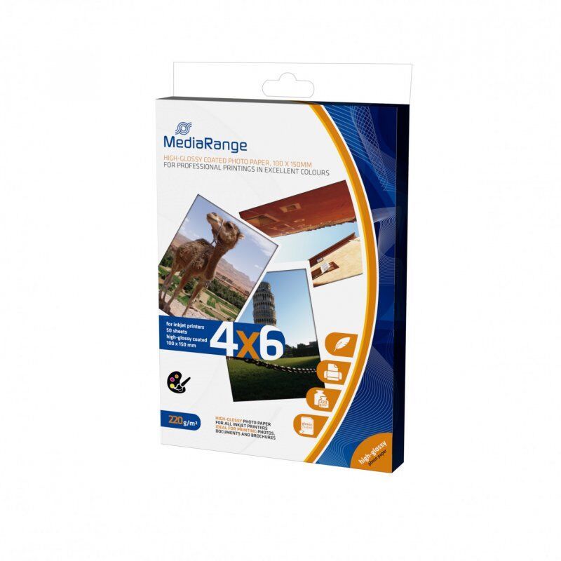 Papier Photo MediaRange Brillant 220g/m² - 50 feuilles A6