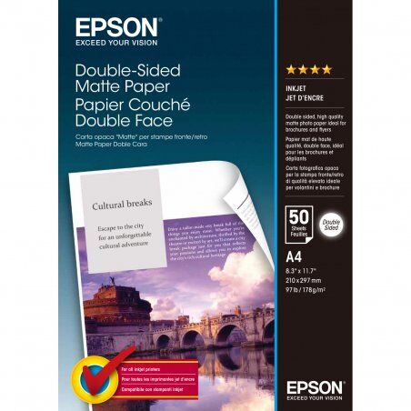 Papier Couché qualité photo Epson compatible Double-face 178g/m² - 50 feuilles A4