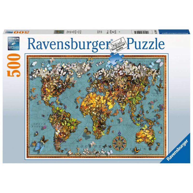 Ravensburger Puzzle 500 P - Mappemonde De Papillons