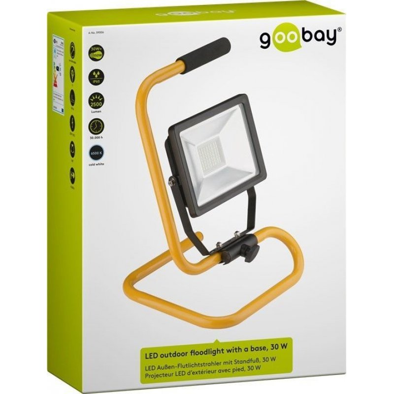 Projecteur LED extérieur sur pied Goobay compatible 30W 2500lm (Jaune)