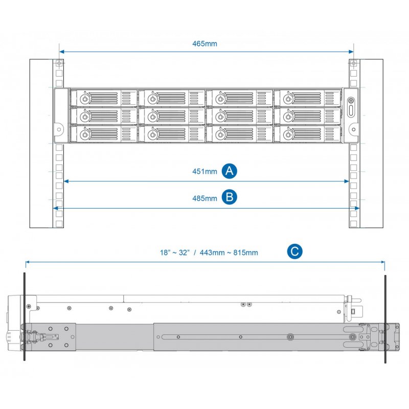 QNAP RAIL-B02 accessoire de racks Kit rail d’étagère