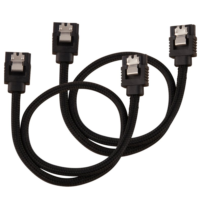 CORSAIR Premium-Sleeved-SATA-Kabel 2er Pack - Schwarz