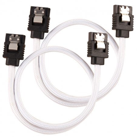 CORSAIR Premium-Sleeved-SATA-Kabel 2er Pack - Weiß