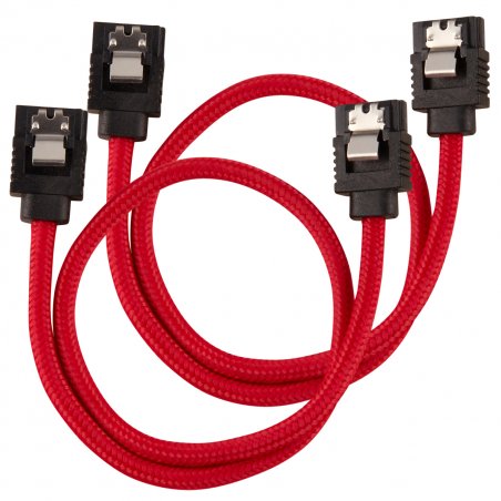Corsair compatible Premium Sleeved SATA-Kabel 30cm - rouge