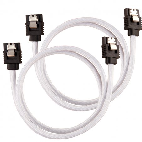 CORSAIR Premium-Sleeved-SATA-Kabel 2er Pack - Weiß