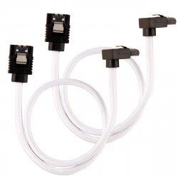 CORSAIR Premium-Sleeved-SATA-Kabel mit 90°-Anschluss 2er Pack - Weiß