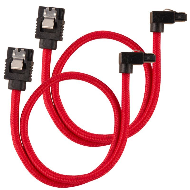 CORSAIR Premium-Sleeved-SATA-Kabel mit 90°-Anschluss 2er Pack - Rot