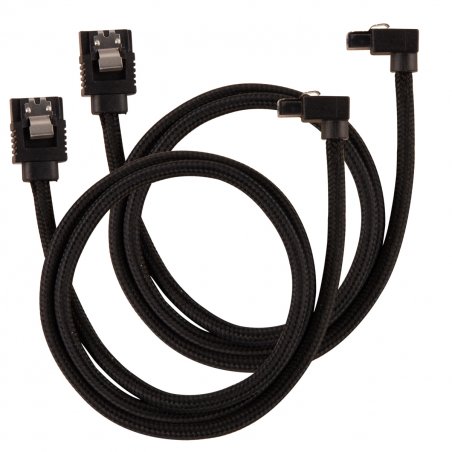 Corsair compatible Premium Sleeved SATA-Kabel gewinkelt 60cm - noir