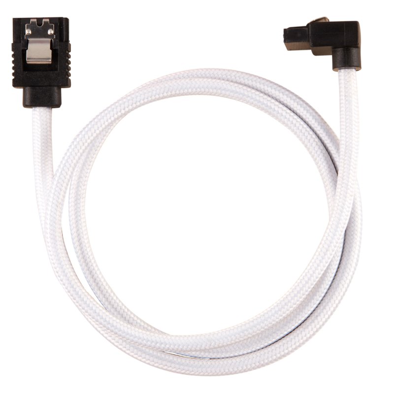 CORSAIR Premium-Sleeved-SATA-Kabel mit 90°-Anschluss 2er Pack - Weiß