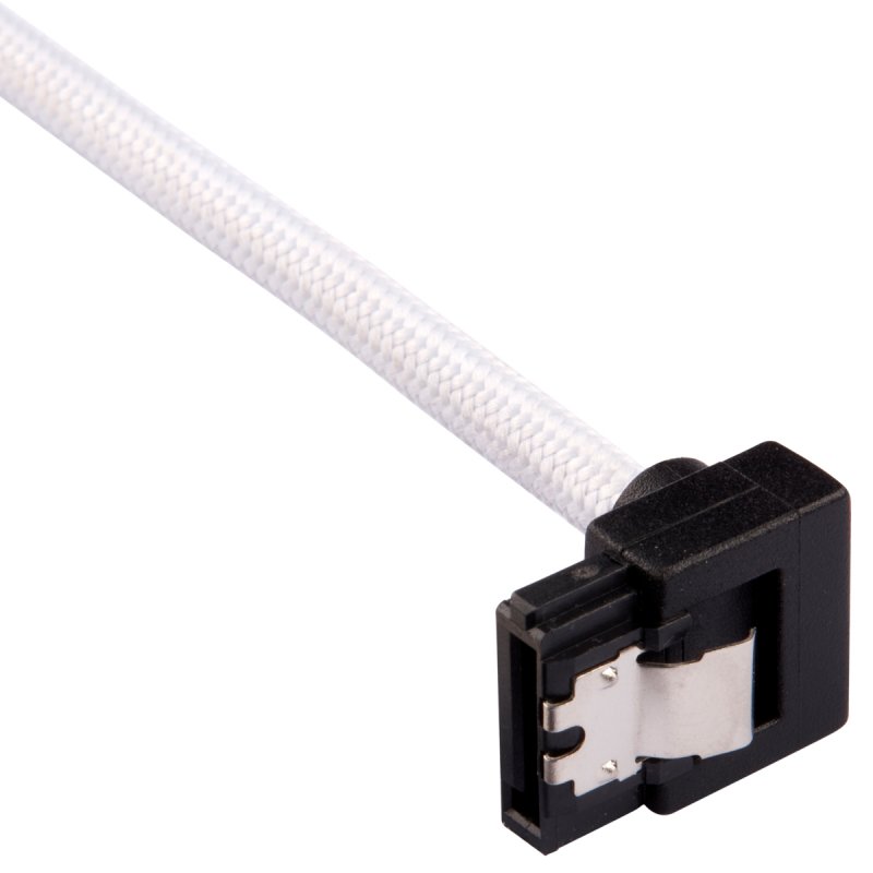 CORSAIR Premium-Sleeved-SATA-Kabel mit 90°-Anschluss 2er Pack - Weiß