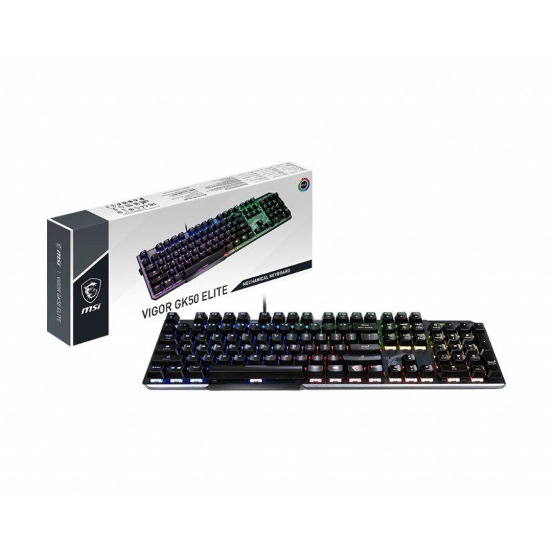 MSI VIGOR GK50 ELITE BOX WHITE keyboard USB QWERTZ French Black, Metallic