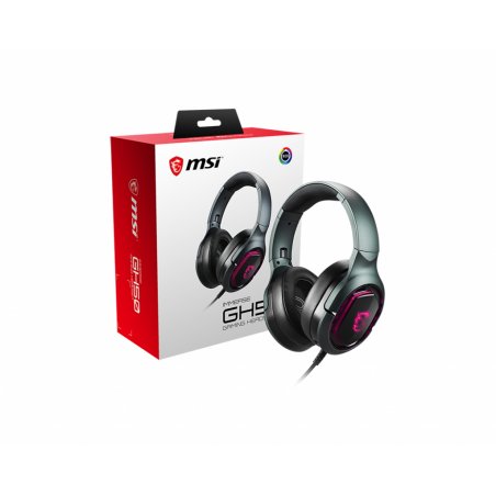 MSI IMMERSE GH50 7.1 Virtual Surround Sound RGB Gaming Headset 'Black with Ambient Dragon Logo, RGB Mystic Light, USB, i