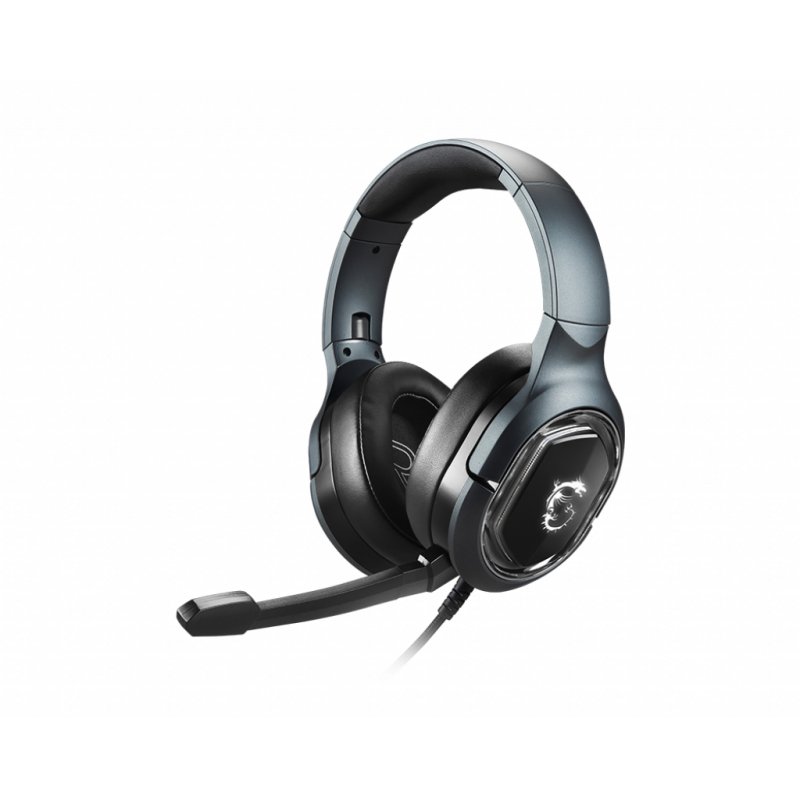 MSI IMMERSE GH50 7.1 Virtual Surround Sound RGB Gaming Headset 'Black with Ambient Dragon Logo, RGB Mystic Light, USB, i
