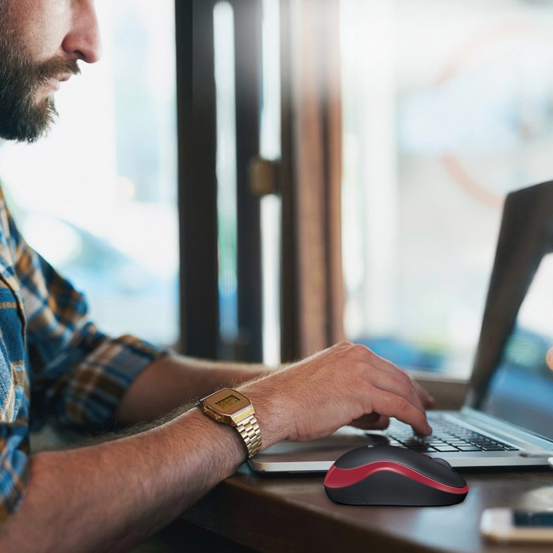 Logitech M185 - Maus - 2.4 GHz - Rot