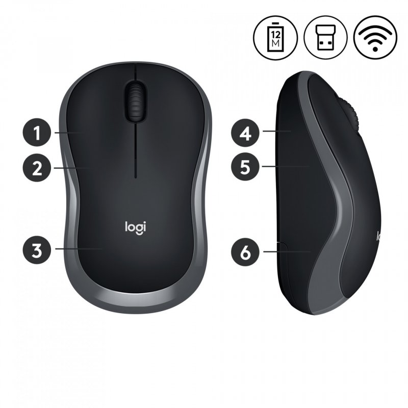 Logitech M185 souris Ambidextre RF sans fil Optique 1000 DPI