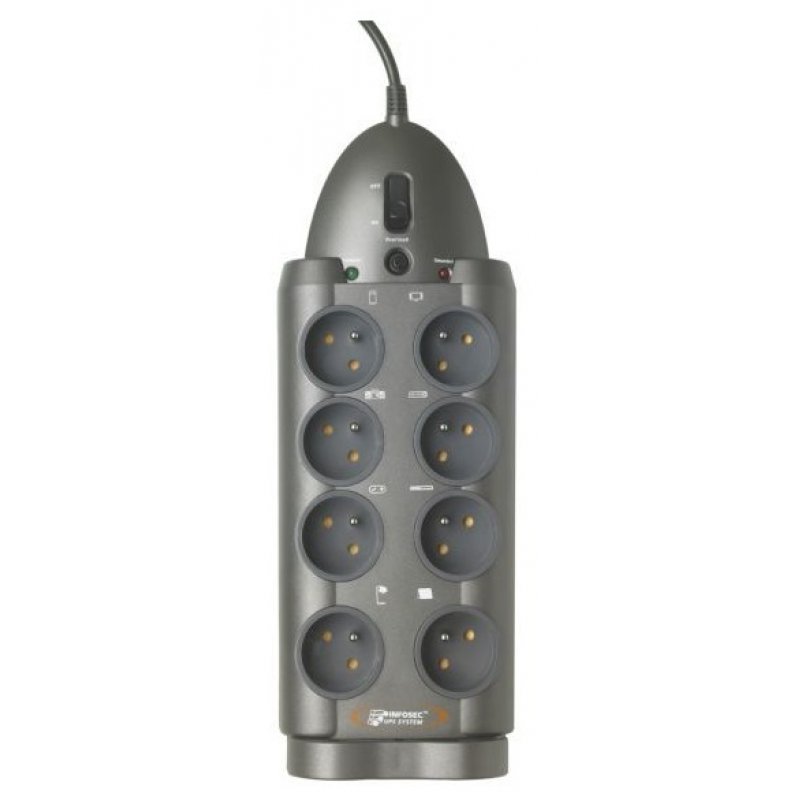 Infosec S8 LAN TV Noir 8 sortie(s) CA 250 V 1,8 m