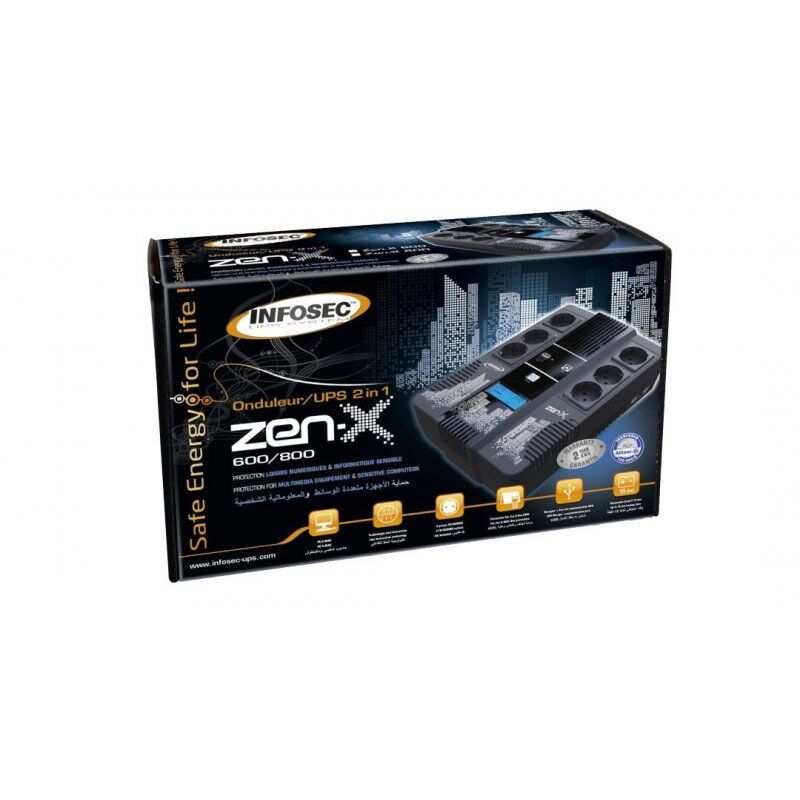 Infosec Zen-X 800 alimentation d'énergie non interruptible Interactivité de ligne 0,8 kVA 0,48 W 6 sortie(s) CA