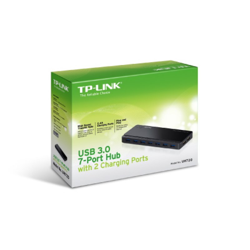 TP-Link compatible UH720 HUB USB 3.0 7 Ports avec 2 Ports de ReCharge , Noir