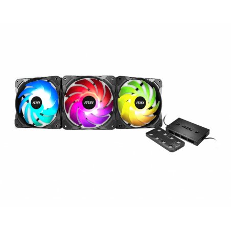 MSI MAX F12A-3H 120mm ARGB Fan Kit with Hub - Case Accessory '3x 120mm ARGB Fans, 600-1500 RPM, Mystic Lighting Sync, 8 
