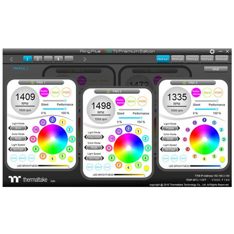 Thermaltake compatible Riing Plus 14 RGB LED-Lufter, 16.7 Mio Farben - 3er