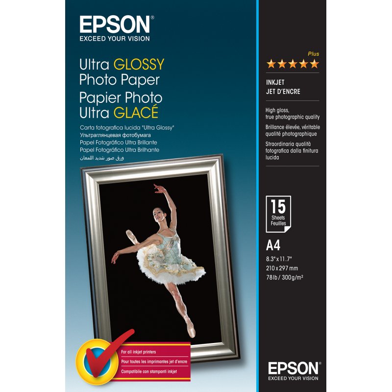 PAPIER PHOTO ULTRA GLACE A4 15 F 300G STYL PHOTO R200