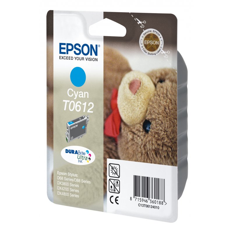 Epson Teddybear Singlepack Cyan T0612 DURABrite Ultra Ink