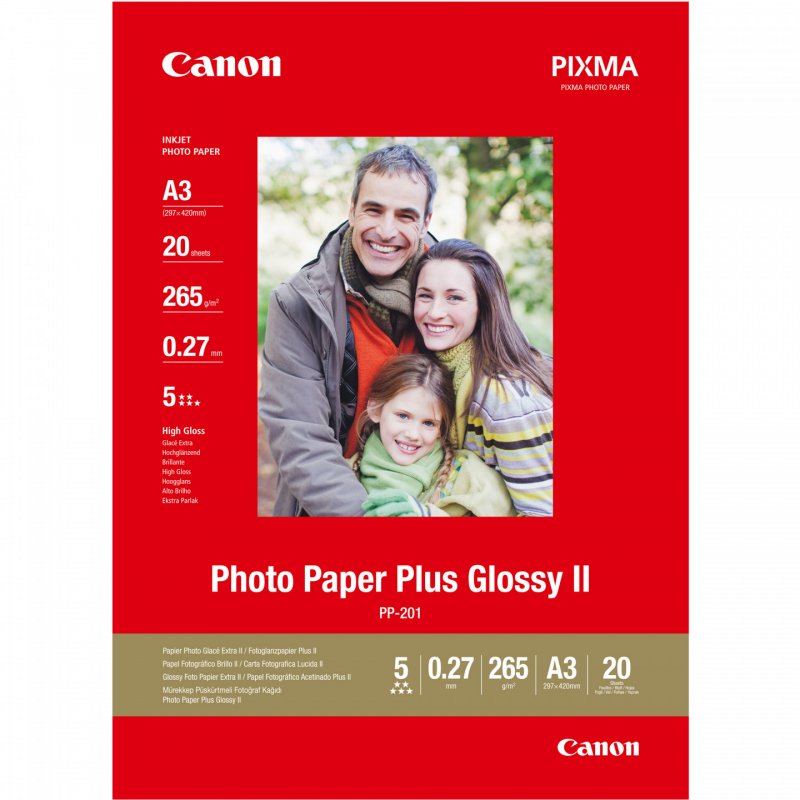 Canon PP-201 Papier Photo Brillant Format A3 (20 feuilles)