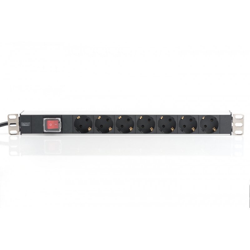 DIGITUS 19" Steckdosenleiste, 7-fach, 1 HE, mit Schalter